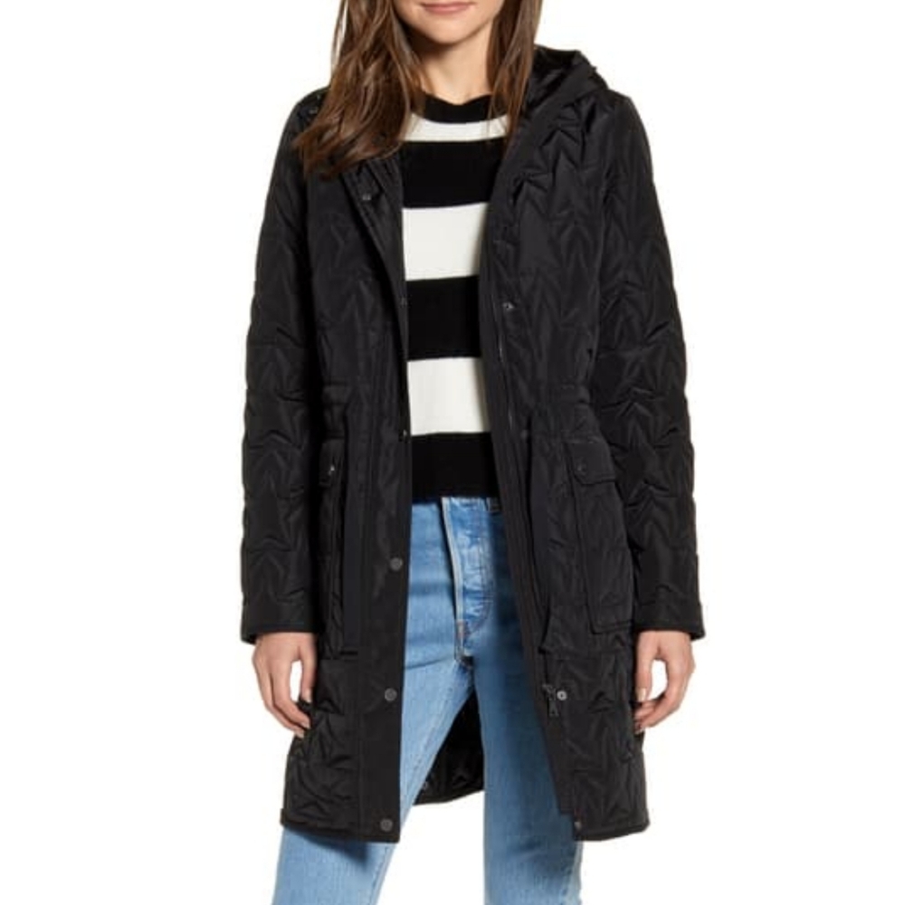 AVEC LES FILLES Star Hooded Quilted Coat